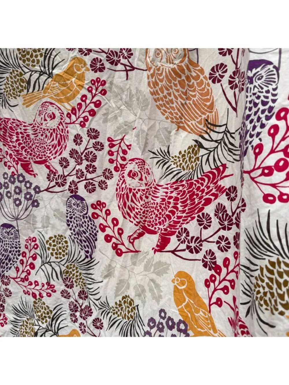 Pottery Barn Duvet Cover Full Queen Owls Birds Floral Button + Two Pillowcases